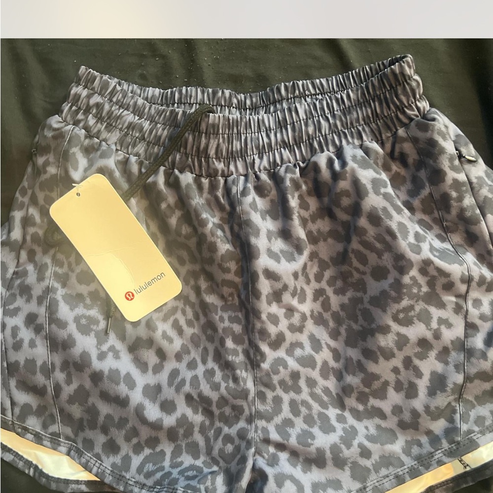 lululemon athletica Gray Athletic Shorts with Leopard Print